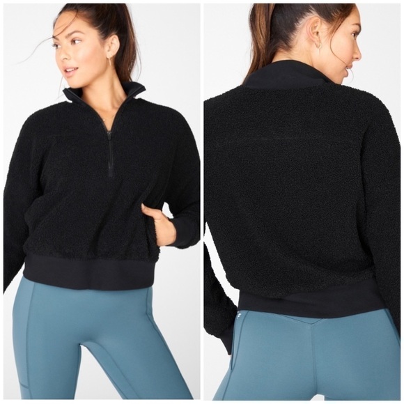 FABLETICS Black Dream Polar Fleece Sherpa Pullover - Picture 1 of 10